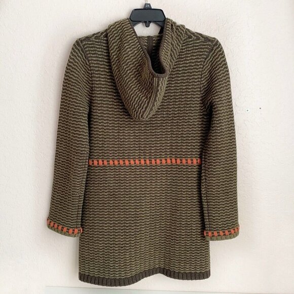 Cabi Wool Blend Coatagan Womens Medium Green Embroidered Pockets Hood Zip Close - Picture 3 of 14